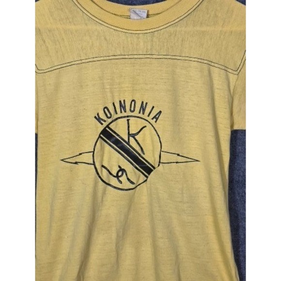 Vintage BANTAMS Yellow Graphic Tee Koinonia A Walters 7 Men Sz L Football Casual - Picture 7 of 8